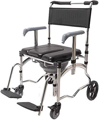 Leichter Rollstuhl Rollstuhl Duschrollstuhl, tragbare medizinische Hilfe Mobilität Kommode Toilette Töpfchen Stuhl Badewanne Duschsitz hochklappbare Rollstuhl-Armlehnen v