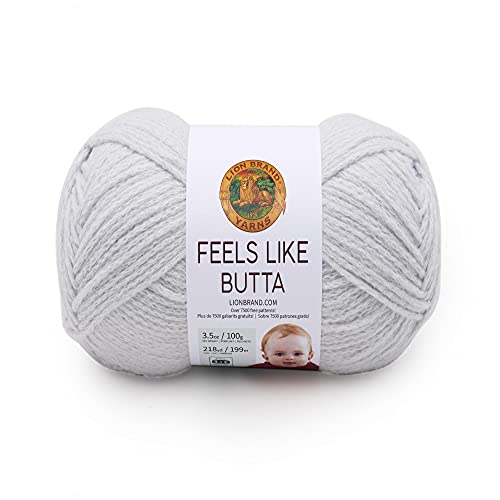Lion Brand Yarn Company 215-149 Feels Like Butta Yarn, Pale Grey, One Strang
