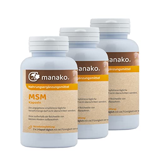 manako MSM (Methylsulfonylmethan) Kapseln human, 3 x 120 Stück, Dose a 84 g, (3 x 120 Kapseln)