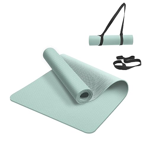 LaiEr Anti Rutsch Yoga Matte Umweltfreundliche Extra Dicke Übungsmatte mit Tragegurt Workout Matte für Yoga, Pilates und Fitness (183CM*61CM*8MM)