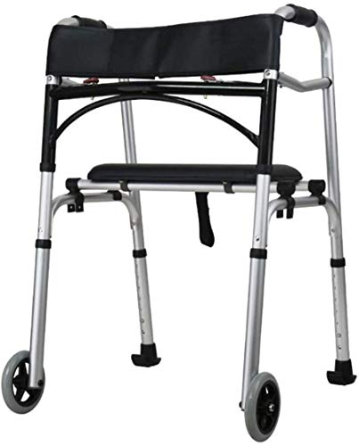 Walker, Mobilitätshilfen Höhenverstellbarer Drive Walker mit PU-Sitzbrett und Rückenlehne Leichter zusammenklappbarer Gehrahmen Rolling Walker für Senioren mit Behinderungen (mit Rad) Alles ist in Or