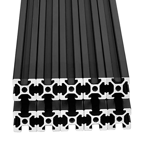 10Pcs 1000Mm 2020 T-Slot Aluminiumprofil Extrusions Frame Europäische Norm Eloxierte Schwarze Linearschiene Für 3D-Drucker Und CNC-DIY-Lasergravurmaschine,Schwarz