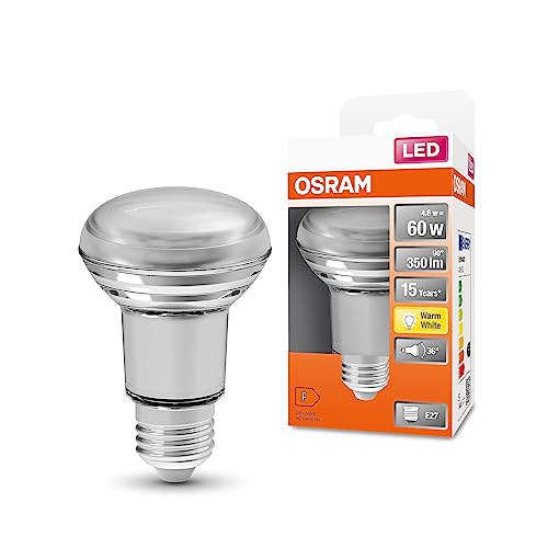 OSRAM LED-Reflektorlampen R63 mit Retrofit-Schraubsockel, 60 Watts Ersatz, E27, R63-shape, 2700 Kelvin, Klares Glas, 6-er Pack