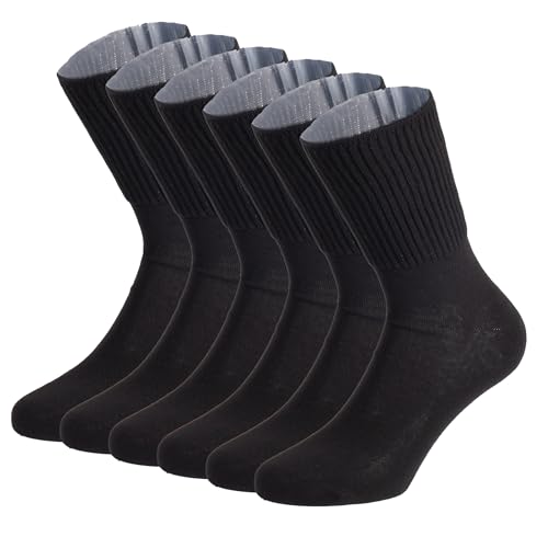 CALZITALY, PACK 3/6 PAARE Socken ohne Gummiband, Sanitären Socken Unisex, Diabetikersocken aus Baumwolle | Schwarz, Weiß | Made in Italy (6 Paare - Schwarz, 43-46)