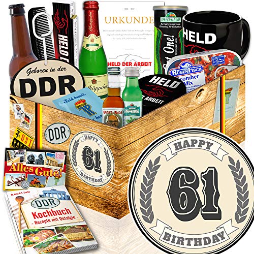 Geburtstagsgeschenk 61. + 61 Geburtstag Geschenke Frauen + Ossi Box für Männer