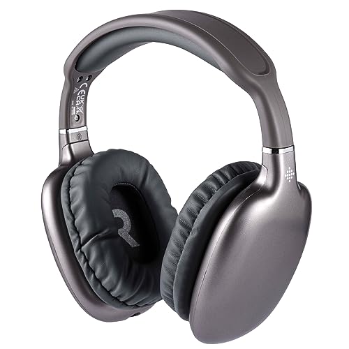Intempo EE7041SPGRYSTKEU7 Bluetooth Metallic Kopfhörer - Over Ear Kopfhörer mit drahtloser Verbindung, verstellbarer Kopfbügel, drahtlose Reichweite bis zu 25 m, 12 Stunden Wiedergabezeit, Grau