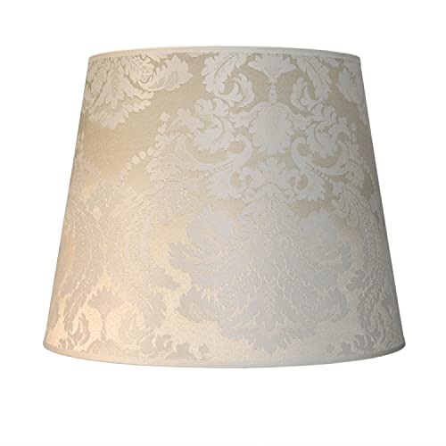 Konischer Stoff Lampenschirm Stehlampe für E27 Barock-Muster Ecru Weiß Textil Schirm Stehleuchte