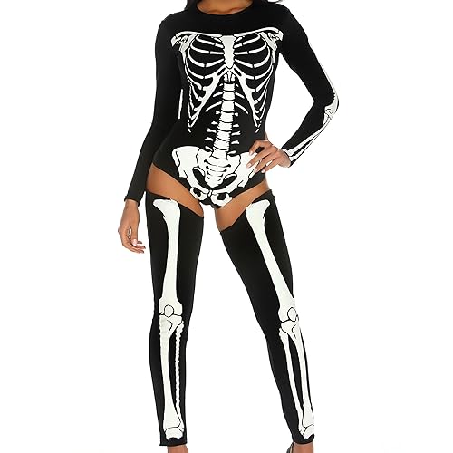 Forplay Costumes Bad To The Bone Body mit Siebdruck und Beinstulpen - Schwarz - Medium/Large
