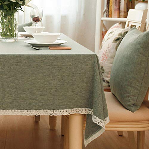 XQSSB Retro Tischdecke Rechteckige Tischwäsche Atmungsaktives Baumwollleinen Geeignet für Home Küche Dekoration Verschiedene Größen Graugrün A 140 × 190cm