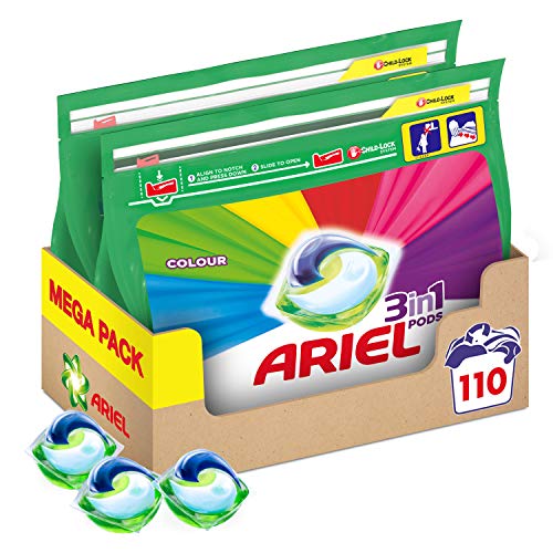 Ariel 3-in-1 Pods Waschflüssigkeit Waschmittel Farbtabletten/Kapseln 110 Wäschen (55 x 2)