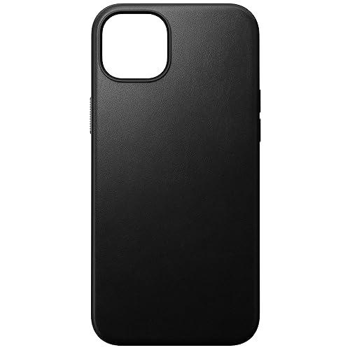 NOMAD Modern Leather Case | für iPhone 15 Plus | Schutzhülle aus Polycarbonat und hochwertigem Echtleder | MagSafe-kompatibel | Black