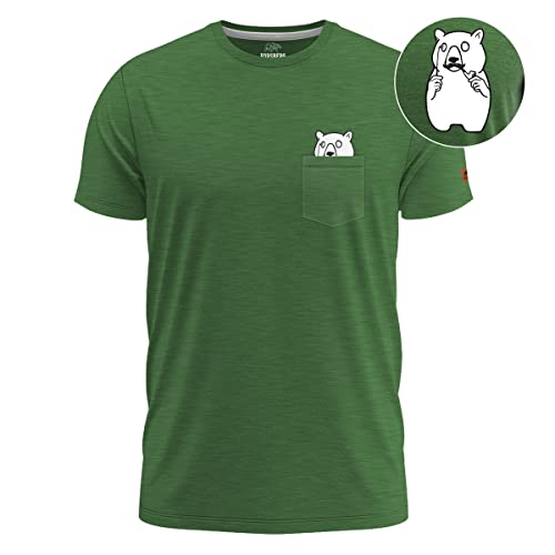 FORSBERG Gentleson T-Shirt Brusttasche mit vornehmem Bär Funshirt Rundhals bequem robust, Farbe:grün, Größe:3XL
