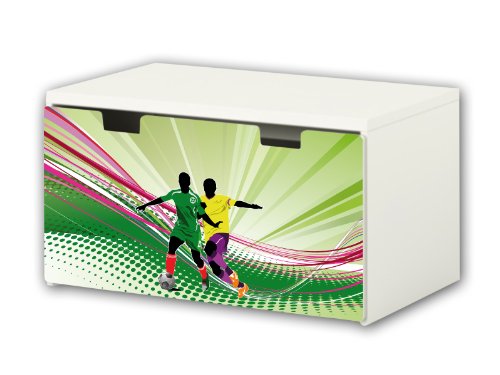 STIKKIPIX kompatibel für die Kinderzimmer Banktruhe STUVA von IKEA (90 x 50 cm) | Fußball Möbelfolie | BT05 | Möbel Nicht Inklusive