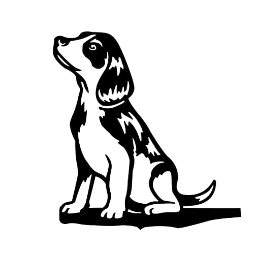 DIYBravo Metall Hund auf AST sitzend, Art-Lebensechte Hundfigur Tier Silhouette Baum Kunst Stahl Hof Dekoration, Wand Zaunpfahl Garten Veranda Hinterhof Deko Statuen (Beagle)