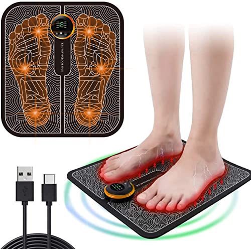 Elektrisches Fußmassagegerät,Fußmassage Pad,Intelligenter Fußstimulator,Fußmassagegerät Massagegerät für die Durchblutung Muskelschmerzen Linderung mit 8 Modi & 19 Einstellbare Frequenzen