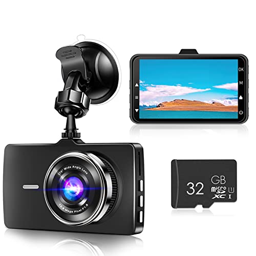 Jpnew Dashcam Auto 4K mit 32G SD Karte WDR Autokamera 170 ° Weitwinkel Nachtsicht Dash Cam mit G-Sensor Loop-Aufnahme Parküberwachung und Bewegungserkennung