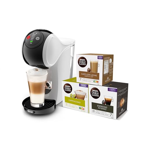 De'Longhi Dolce Gusto Genio S Kaffeemaschine in Kapseln, inkl. 3 Packungen Kapseln, kompaktes Design, einstellbare Getränkegröße, abnehmbarer Wassertank 0,8 l, EDG225.W, 1470 W, Weiß