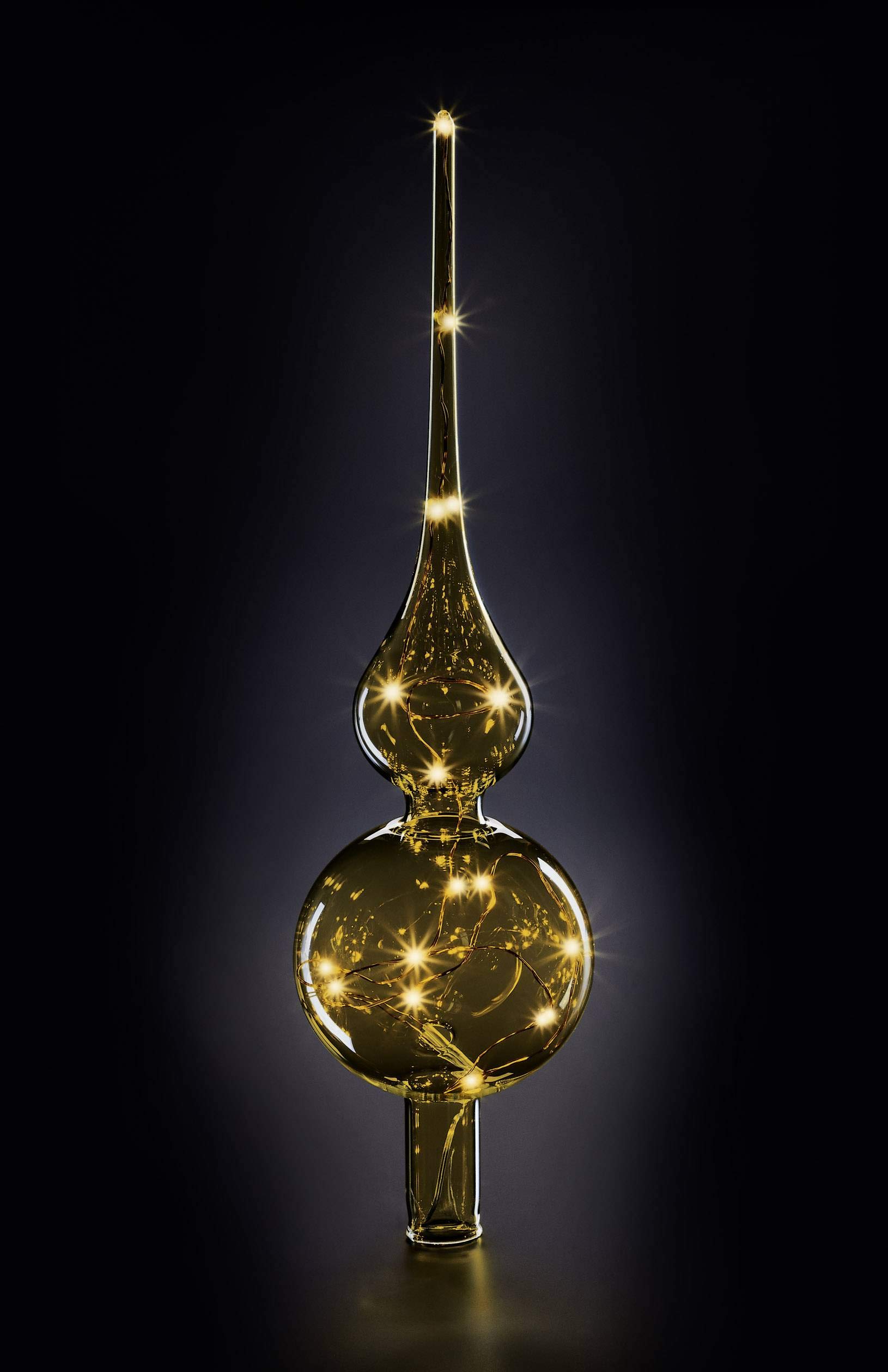 Lumix® LED kabellose Christbaumspitze Tree Topper Bernstein 29cm mundgeblasenes Glas mit LED-Lichterkette 1 Stück 76031