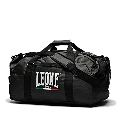 Leone 1947 Hybrid Sporttasche Back Pack Schwarz - Große Trainingstasche Gym Tasche - auch als Rucksack verwendbar