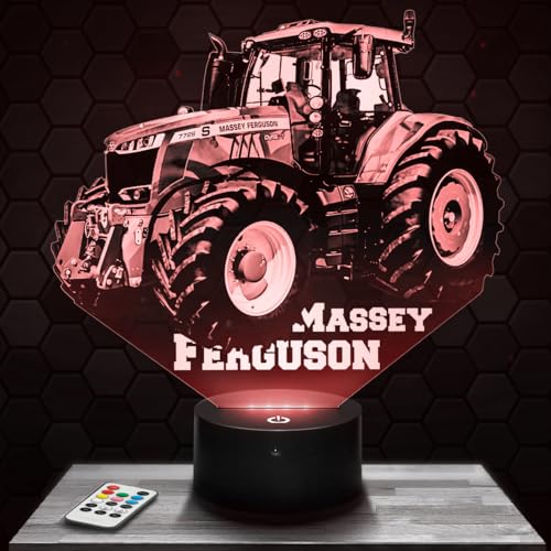 Nachttischlampe, Touch-Nachtlicht Massey Ferguson landwirtschaftlicher Traktor 3D-LED-Lampe Illusion, Geschenkidee Weihnachten Geburtstag Junge und Mädchen Nachttischlampe