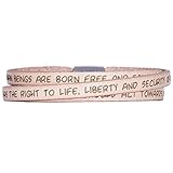 GILARDY GHR-BR1RB60 Human Rights Leder-Armband BR1 in der Farbe Baby Rosa mit Gravur der Menschenrechte 60 cm - Large
