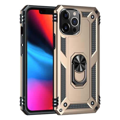 CIBOS Armor Bumper Case für iPhone 15 14 13 12 11 Pro Max XR XS Max X 7 8 6 Plus SE Fingerhalter magnetische Metallringabdeckung, Gold, für SE 2020 (SE 2022)