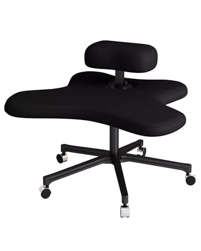 ENHEN Kniestuhl Ergonomischer Knienstuhl Auf Rädern, Armless 2 Kissen Orthopädische Stühle für Büro -Heimschlafzimmer, Höhenverstellbare Cross-Beinhocker (Color : Black)