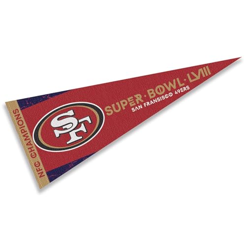 49ers NFC Champions und Super Bowl 2024 LVIII gebundener großer Wimpel in voller Größe