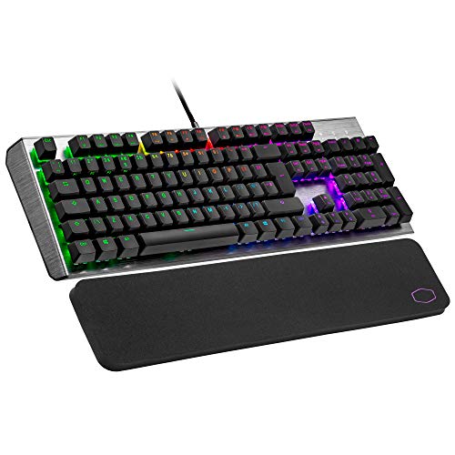 Cooler Master CK550 V2 Mechanische Gaming-Tastatur – RGB-Hintergrundbeleuchtung, On-The-Fly Steuerung, Aluminium-Oberplatte und Handgelenkauflage im Lieferumfang enthalten – UK-Layout/rote Schalter