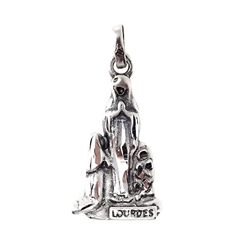 Vrigen von Lourdes Anhänger Silber Gesetz 925m Silhouette 27 mm. Feste geschnitzte Details.