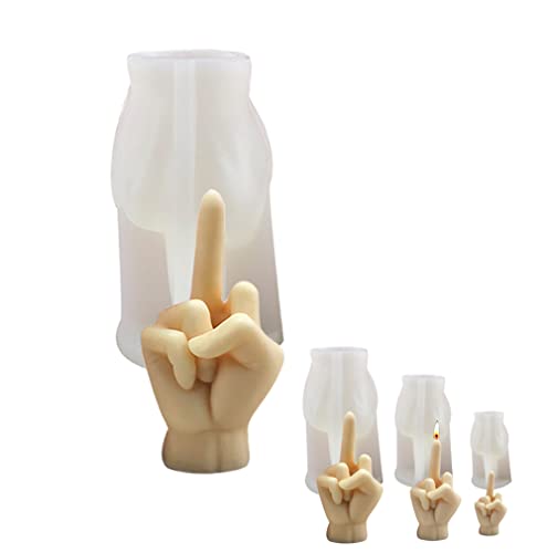 HIUHIU Mittelfinger-Kerzenform, 3D Handgeformte Silikonharzform Für Duftkerze/Seife/Wachs/Kuchenform,L