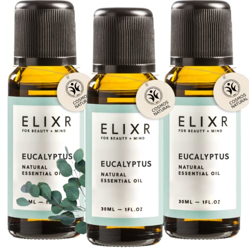 ELIXR – Eukalyptusöl zur Raumbeduftung & Aromatherapie – 100% naturreines ätherisches Öl aus Eukalyptus-Blättern mit intensivem Duft – zertifizierte Naturkosmetik aus Deutschland (3x 30 ml)