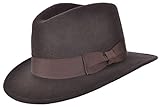 Fedora-Hut für Herren oder Damen, 100 % Wolle, mit Ripsband Trilby Panama, braun, 7.25