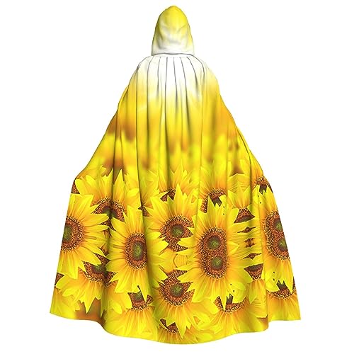 Sylale Unisex Kapuzenumhang mit gelben Sonnenblumen, Weihnachten, Fasching, Halloween, Cosplay-Kostüm für Erwachsene