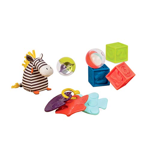 B. toys Baby Spielzeug Set mit Zebra Kuscheltier, Beißring, weiche Bausteine und Bälle – Motorikspielzeug Geschenkset für Neugeborene ab 0 Monaten