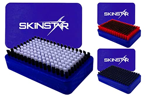 SkinStar 3er Set Ski Belagsbürsten BaseBrush Nylon, Rooshaar u. Kufper/Bronze blau