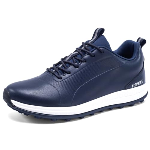 NGARY Golfschuhe Herren Spikeless atmungsaktive leichte Golf Schuhe dämpfende Bequeme Golf Turnschuhe,Blau,39 EU