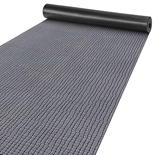 ANRO Teppich Läufer Flur Küchenteppich Schmutzfangmatte Sauberlaufmatte rutschfest Velours Grau 65x180cm Modern