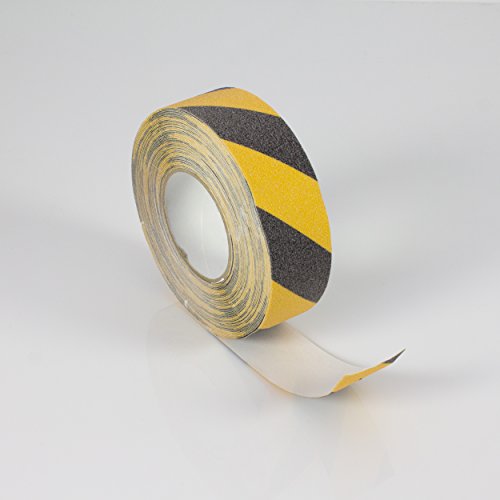 Markierungsband aus PVC, rutschhemmend R13, gelb / schwarz 18,3m x 50mm - Antirutsch-Klebeband / Warnklebeband - showking