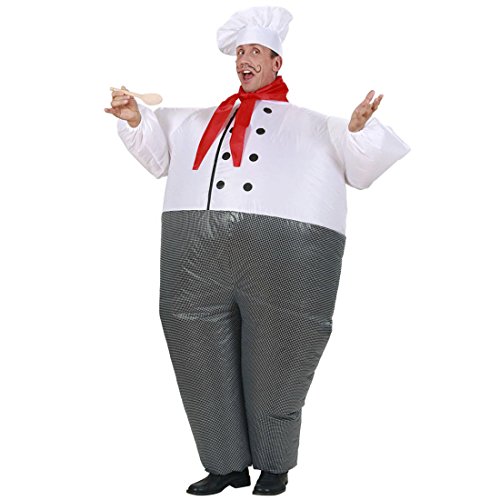 Airsuit Chefkoch Aufblasbares Kostüm Koch Kochkostüm zum Aufblasen Inflatable Suit Küchenchef Mottoparty Outfit außergewöhnliches Faschingskostüm