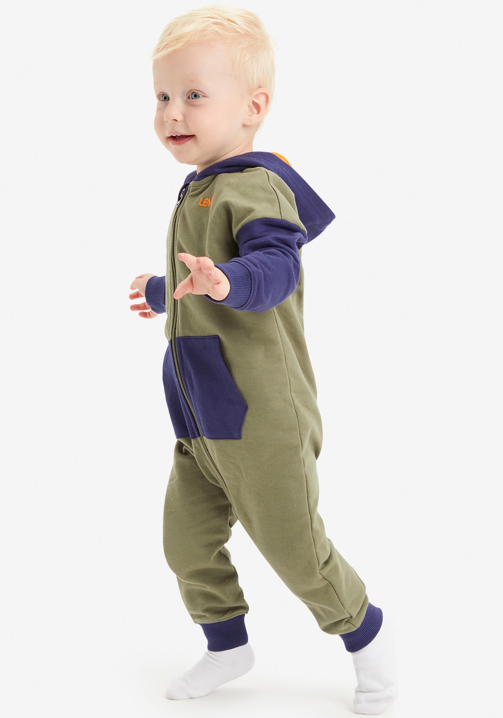 Levi's Kids Baby-Jungen LVN Colorblock Coverall 6EJ103 Overall, Olivine, 3 Monate