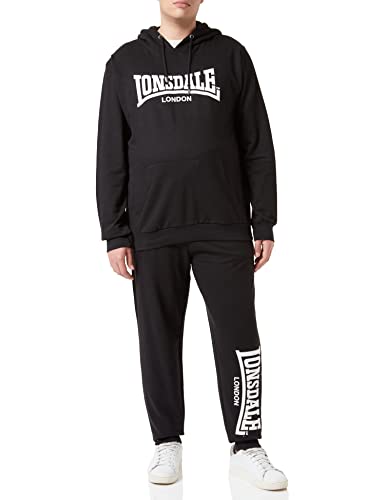 Lonsdale Men's Cloudy Trainingsanzug mit Kapuze, Black/White, M