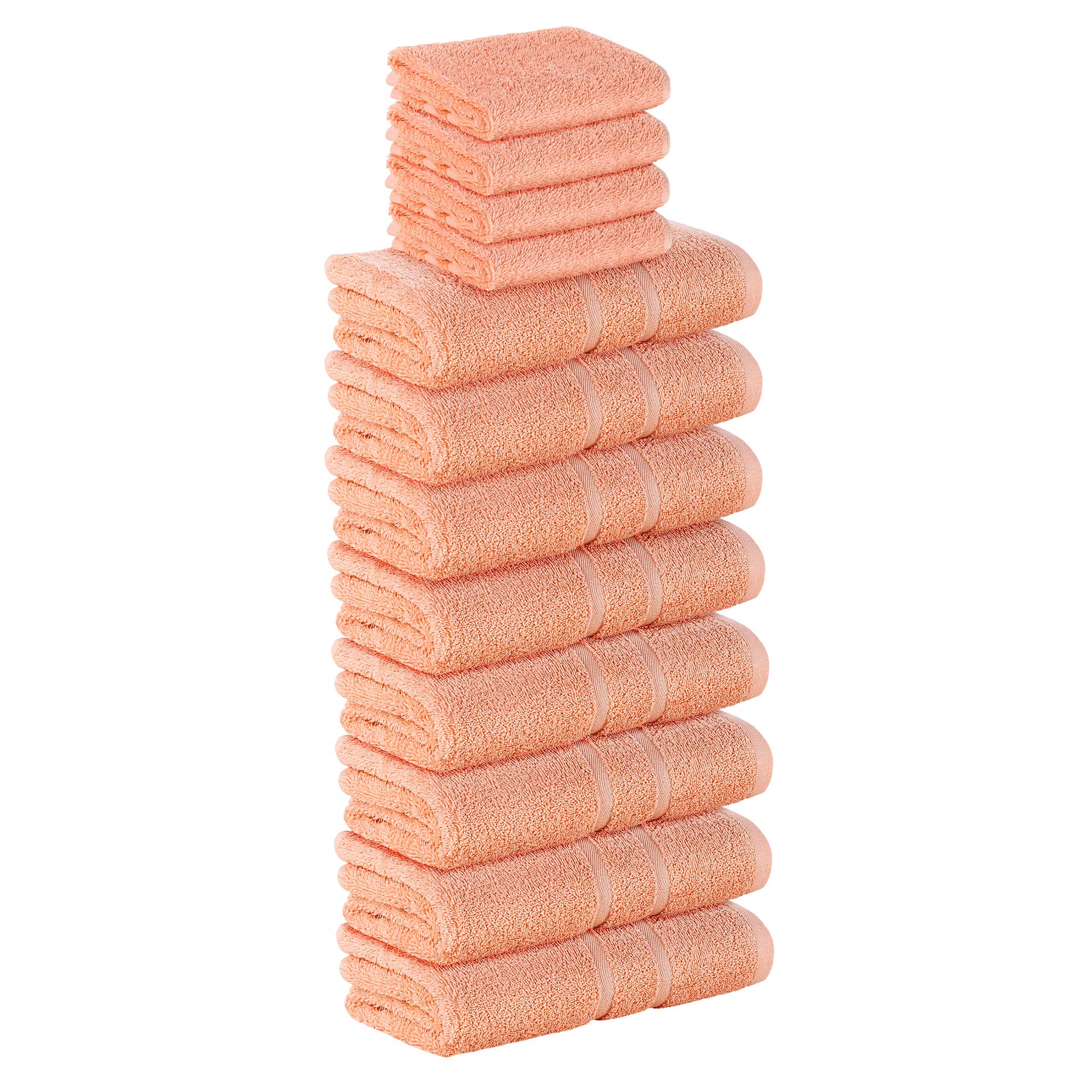 StickandShine 12 TLG. (4X Gästehandtuch / 8X Handtuch) in Peach/Premium Frottee Set aus 100% Baumwolle mit 500g/m² 12er Pack