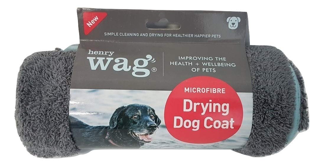 Henry Wag Trockenmantel – weiche und sehr saugfähige Mikrofaser, schlammiges Haustierzubehör, schnell trocknend – entworfen für Hunde – XL (65 cm)
