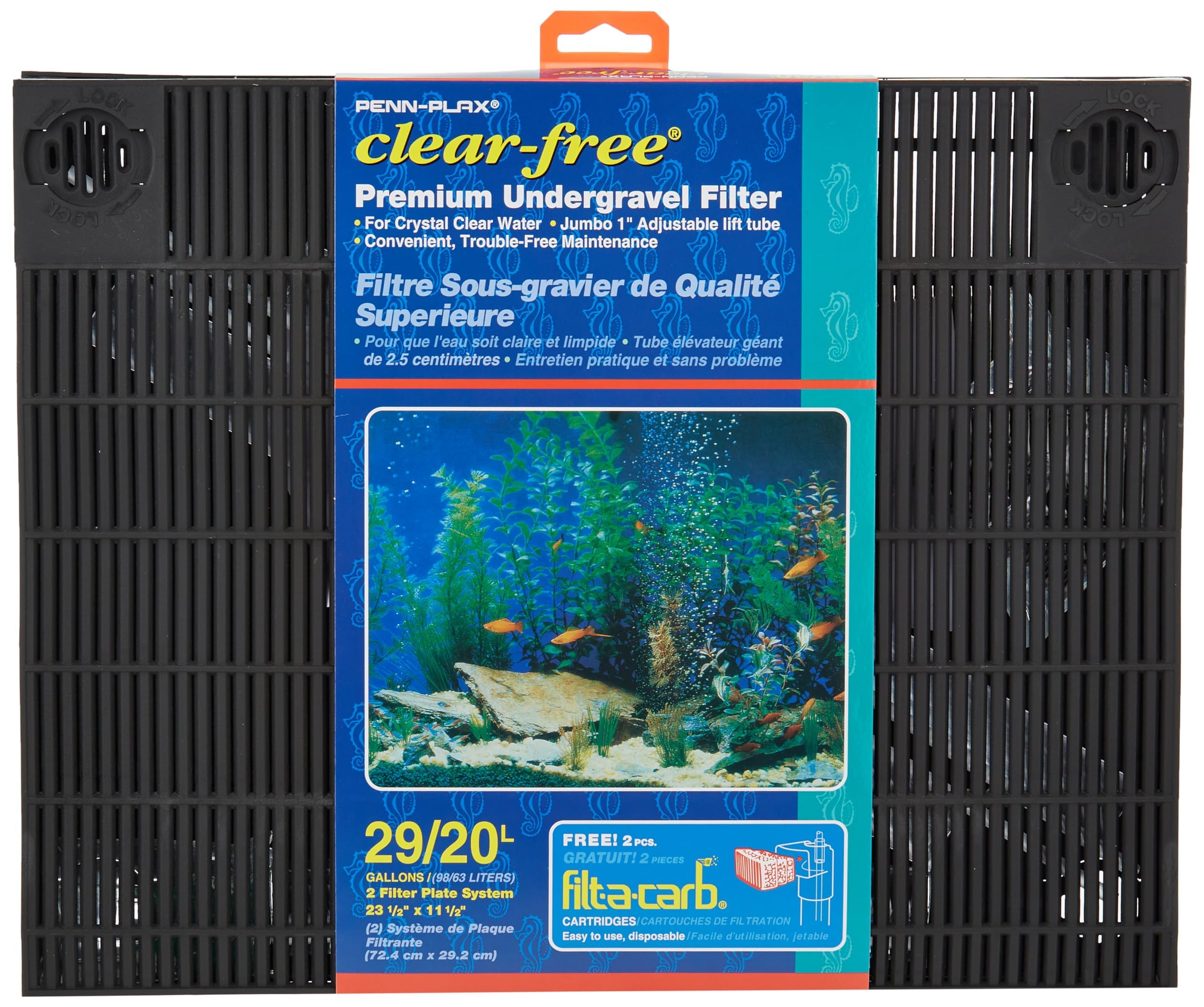 Penn-Plax Transparenter Premium Unterkies Aquariumfilter (UGF) - Süß- und Salzwasserfest - geeignet für 29 Gallonen Tanks, Blau