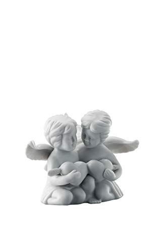 Engelpaar mit Herz klein Weiss matt 6,5 cm