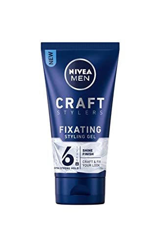 NIVEA Men Craft Stylers Fixating Styling Gel Shine Finish Quick and Easy Hair Styling with Extra Strong Hold Pack of 4 x 150 ml