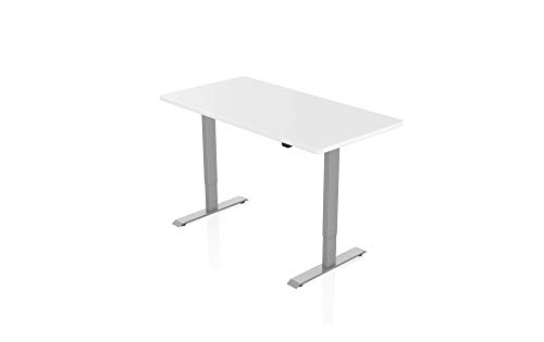 - AGIL - Elektrisch Höhenverstellbarer Schreibtisch - Graues Gestell mit Einzelmotor & Weißer Tischplatte - stufenlos verstellbar - Ergonomischer Schreibtisch für Kinder und Erwachsene