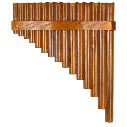 GIISH Natürliche Bambusflöte, Panflöte-Blasinstrument, Handgefertigte Panflöte, 15 Töne in G-Dur, Modell für Linkshänder, Langlebig, Einfache Installation, Einfach zu Bedienen