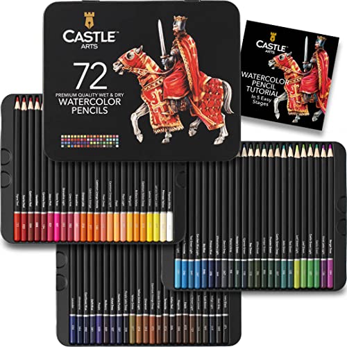 Castle Art Supplies - 72 Aquarellstifte für Erwachsene und Profis, hochwertige Künstlerstifte mit lebendigen Farben und schönen Mischeffekten mit Wasser